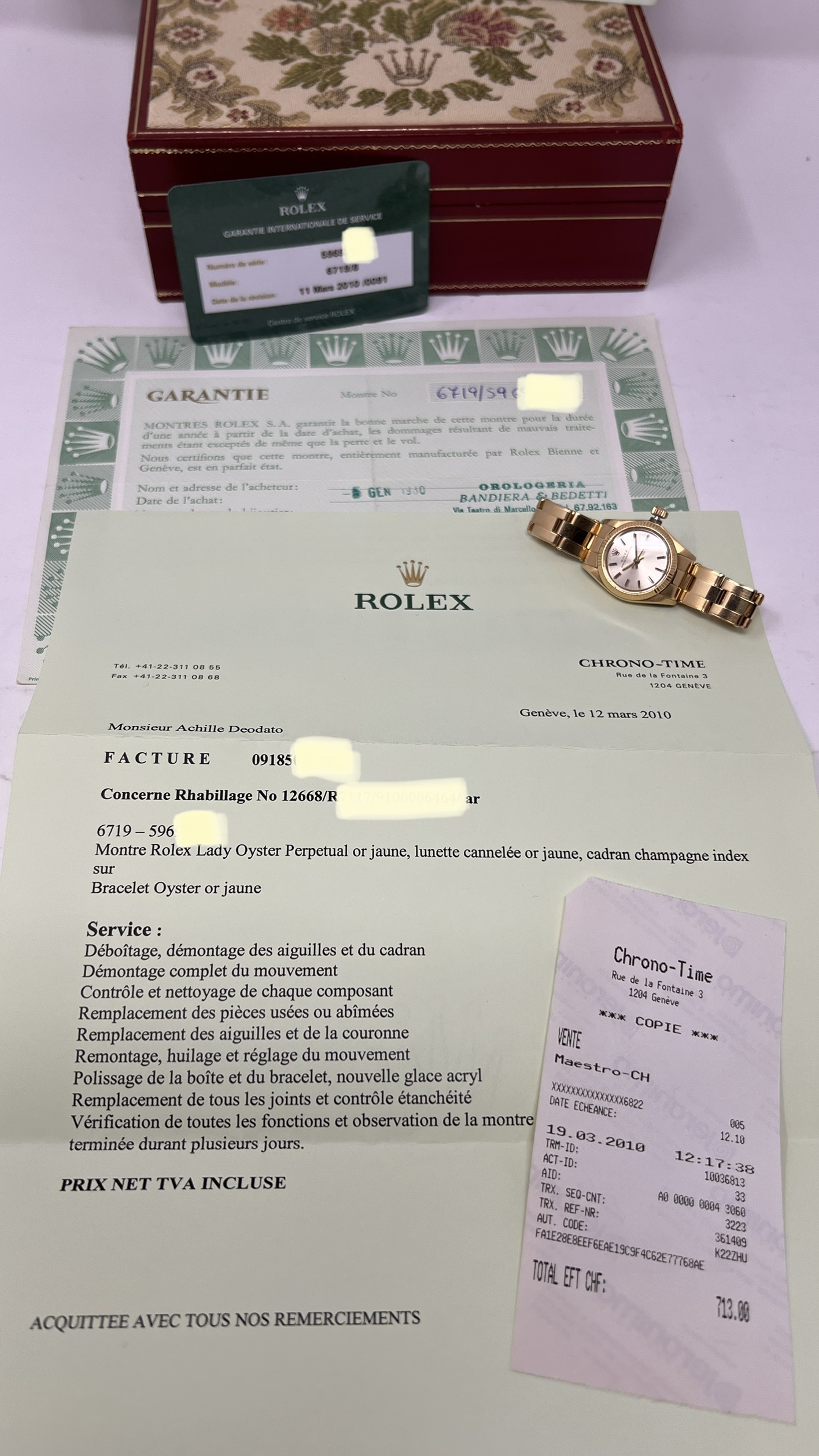 Rolex Oyster Perpetual Ref. 6719 Oro Giallo 18K Full Set + Service Rolex - immagine 12