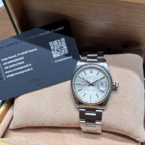 Rolex Datejust 36mm Ref 16220 Quadrante Silver Tapestry 1991